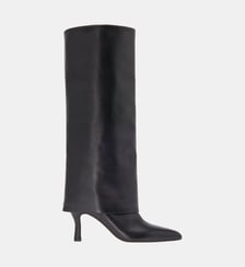 Bottes fourreau à talon en cuir Maje