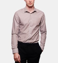 Chemise à rayures bâtons Marron coupe droite Atelier Privé