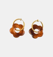 Boucles d'oreilles clips - créoles fleurs marron Balaboosté