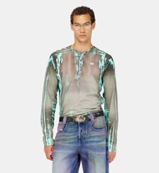 Grandad t-shirt en jersey effet cuir craquelé Diesel
