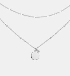 Collier double chaînes Jamais sans Toi | Médaille Ronde en Argent avec diamant blanc La Garçonne Diamant