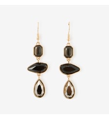 Boucles d'oreilles longues à facettes noirs Balaboosté