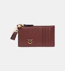 Porte-cartes en cuir avec pompon et gland Pinko