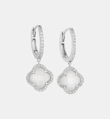 Boucles d'oreilles, nacre blanche, diamants, or blanc Morganne Bello