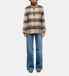 Manteau court à carreaux en mohair - ALLY Gerard Darel