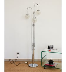 Lampadaire 3 branches en chrome Julien N°436 - Produit chiné Debongout
