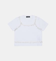 T-shirt avec applications bijoux et logo Dsquared2