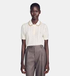 Pull col bijou en maille pointelle Sandro
