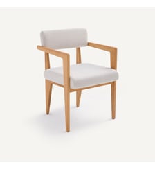 Fauteuil de table en chêne, coton et lin AM.PM