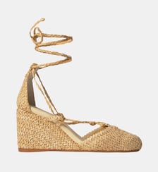 Espadrilles compensées en raphia tressé à lacets CARLY Castaner