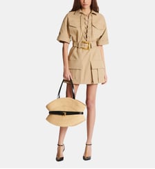 Robe courte en gabardine de coton à laçages Balmain