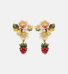 Boucles d'oreilles fraise des bois et fleurs de fraisiers Les Néréides