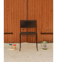 Chaise en métal et scoubidou noir Alma N°2075- Produit chiné Debongout
