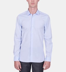Chemise cintrée petit col italien en bleu CIEL Atelier Privé