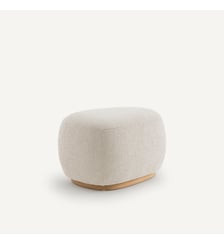 Repose-pieds, pouf en tissu texturé et base chêne massif AM.PM