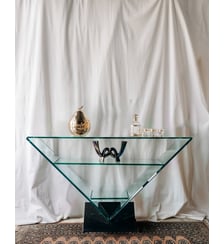 Console en verre et marbre Hanna N°601- Produit chiné Debongout