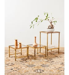 tables d'appoint en laiton et verre fumé Hanna N°800- Produit chiné Debongout