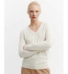 Pull cachemire femme droit V classique Bompard