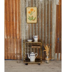 Desserte en verre et métal doré Anouk N°421 - Produit chiné Debongout