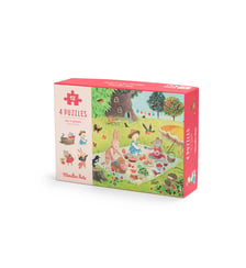 4 mini puzzles des saisons (4x12 pièces) La Grande famille Moulin Roty