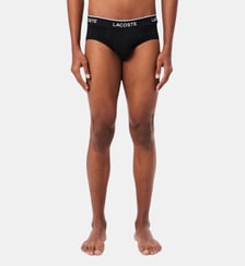 Lot de 3 slips coton uni siglés Lacoste