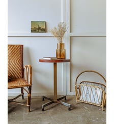Table bistro en placage bois Denise N°105- Produit chiné Debongout