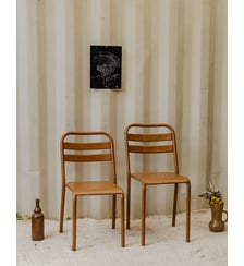 Paire de chaises en métal marron Claude N°1239- Produit chiné Debongout