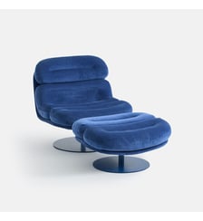 Fauteuil rotatif en velours, avec repose-pieds La Redoute Interieurs