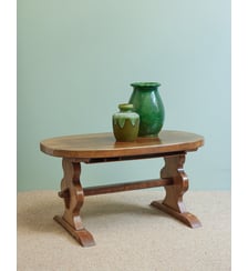 Table basse ovale en bois brut Donna N°1596- Produit chiné Debongout