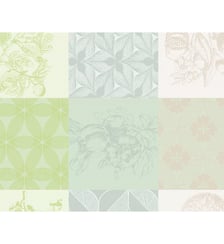 Set pur coton enduit motif jacquard beige vert Mille parfums verde Garnier Thiebaut