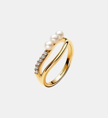 Bague Double Anneau Perle de Culture d'Eau Douce Traitée & de Forme Organique Pandora