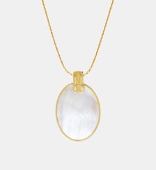 Collier pendentif nacre ovale   doré à l'or fin - Ashanti Satellite