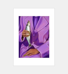 Poster   Eva and her fish friend - The Poster Club x Estelle Graf Poster & Frame