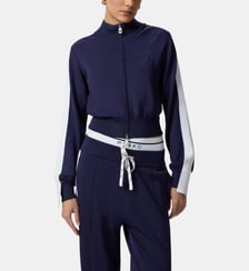 Sweat-shirt court zippé en tissu technique avec logo en relief Pinko
