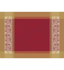 Set pur coton antitache motif jacquard rouge Alexandria rubis Garnier Thiebaut