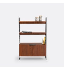 Bibliothèque en métal acier et plaqué noyer, hauteur 123 cm La Redoute Interieurs