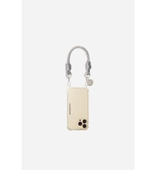 Cordon de téléphone court Evan coton strass argent La Coque Française