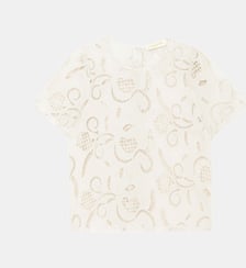 Top manches courtes col rond imprimé broderie TIVA La Petite Etoile