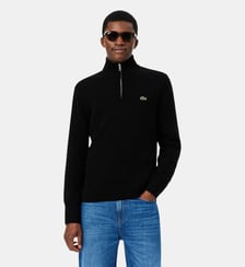 Pull zippé uni col montant laine Lacoste