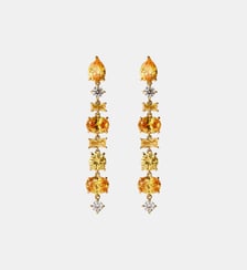 Boucles d’oreilles longues plaquées or jaune avec cristaux jaunes Aristocrazy