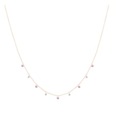 Collier Mini Rivière - Saphirs roses et Diamants - Or rose 750‰ La Brune & La Blonde