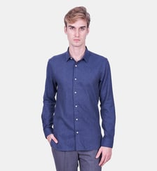 Chemise coupe cintrée flanelle uni MARINE Atelier Privé
