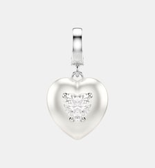 Charm Idyllia, Revêtement couleur perle, Cœur, Métal rhodié Swarovski