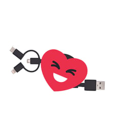 Câble trio USB vers USB-C/Micro/Ligthning 1M Coeur Yello Koko