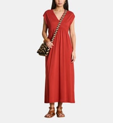 Robe mi-longue fluide à col V en lyocell La Fée Maraboutée