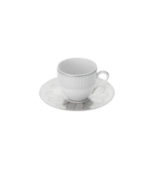 Ensemble de 2 tasses à café et soucoupes en porcelaine finition Platine - MALMAISON IMPÉRIALE Christofle