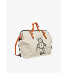 sac Boston en toile de coton et cuir artiste Harmony Korine beige Agnès b.