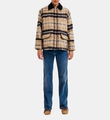 Manteau court à carreaux et col velours - ANNI Pablo