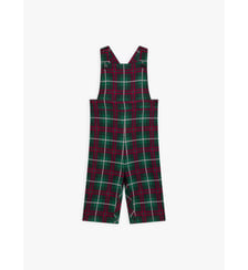 salopette à pressions à carreaux tartan vert et rouge Agnès b.