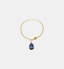 Bague chaînette pampille Mia - Or 750‰ Saphir bleu foncé YAY Paris